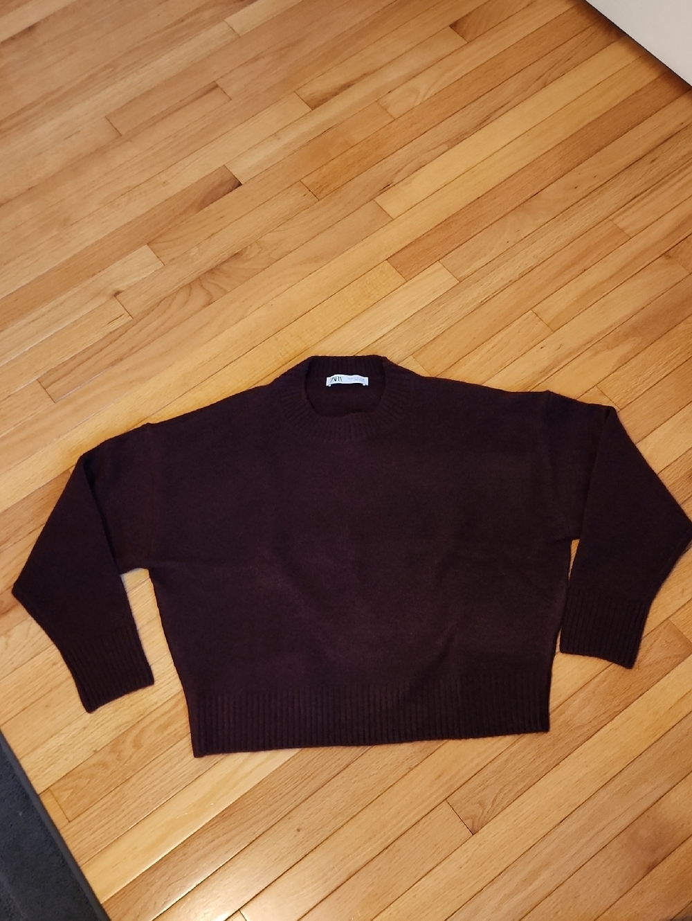 Zara Dark Maroon Crewneck Sweater
